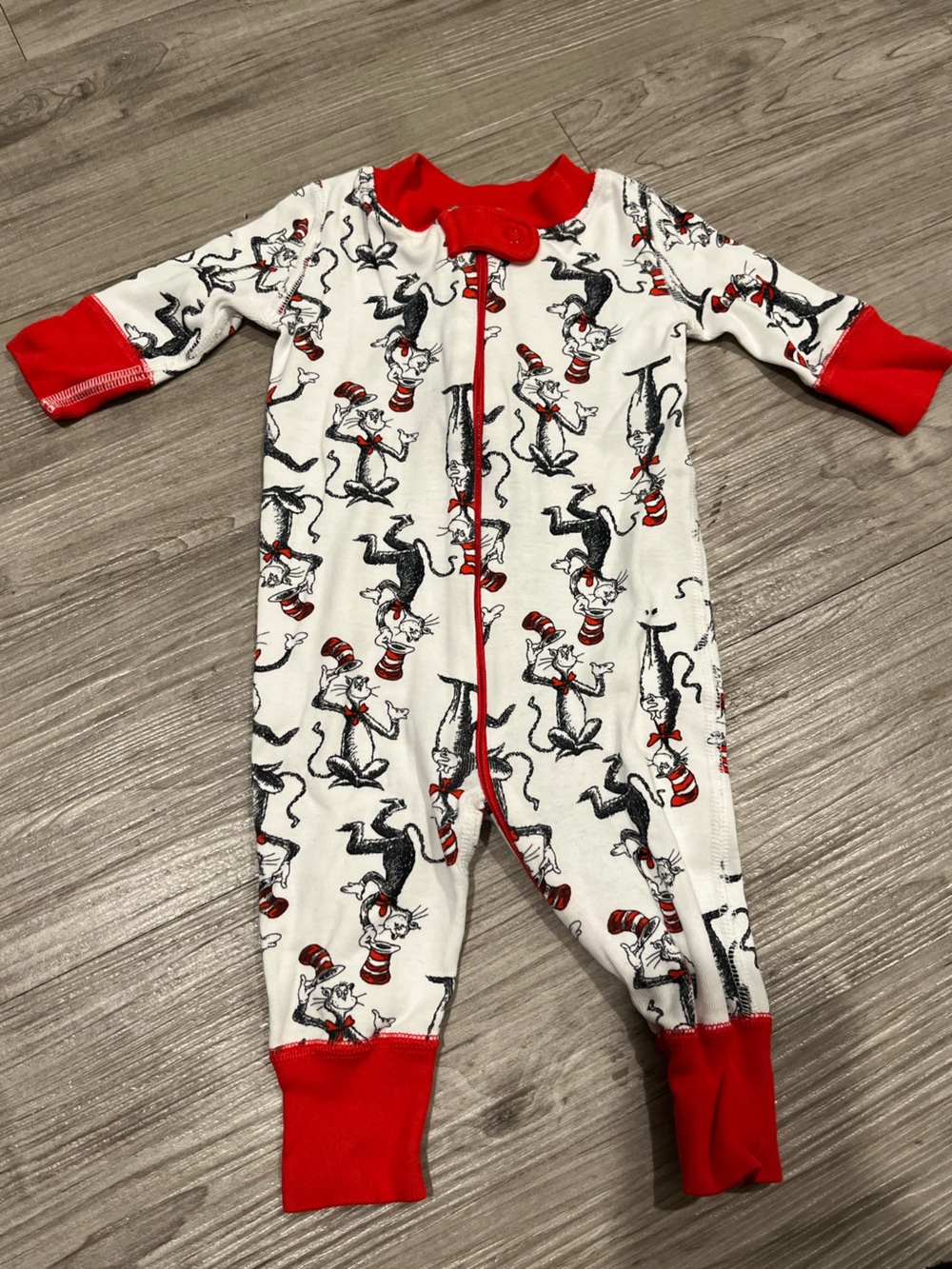 Hanna Andersson Dr. Seuss Cat in the Hat White One-Piece with Red Trim